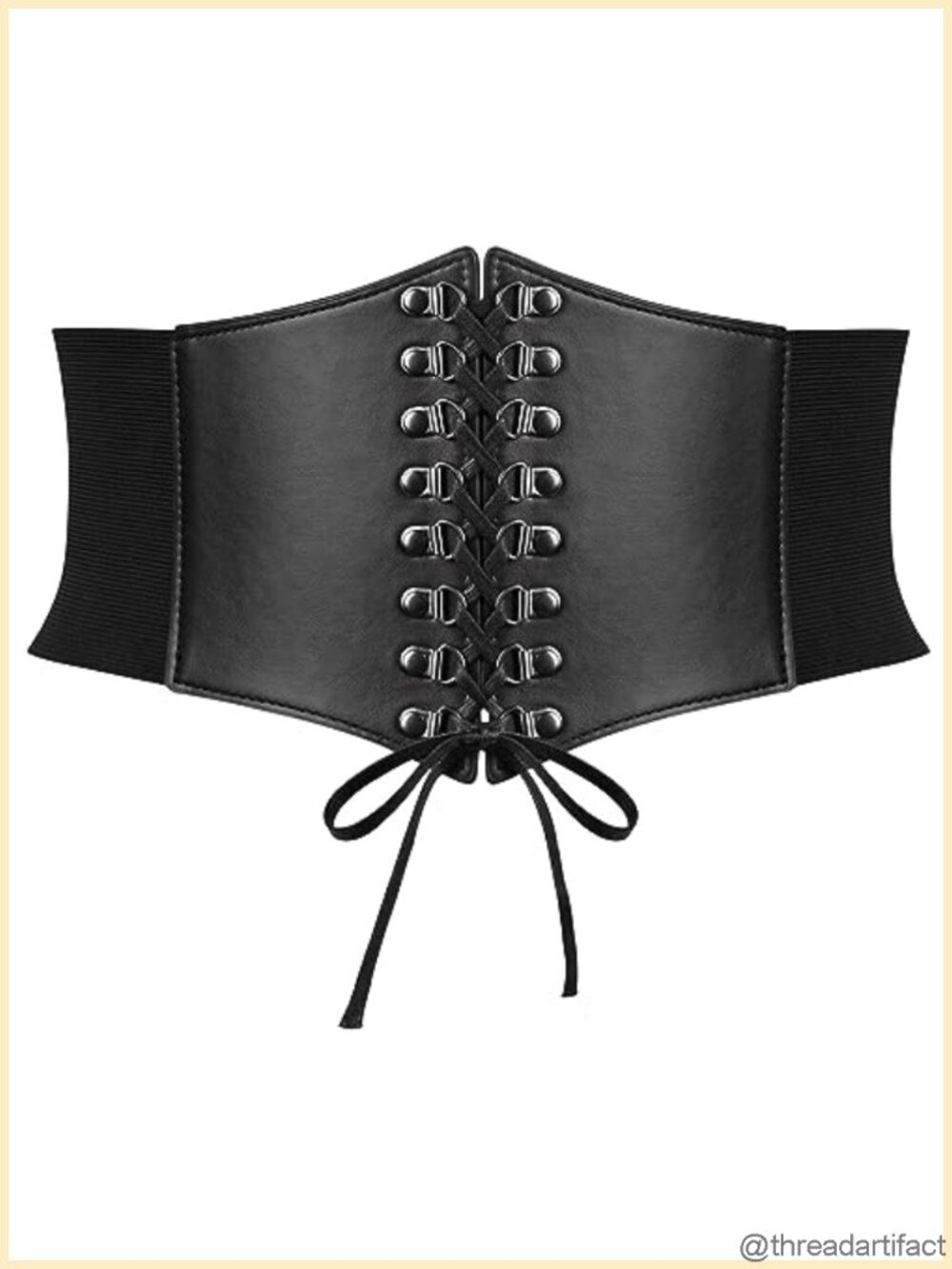 Lace-Up Renaissance Corset Belt PU Leather Elastic Wide Waspie Costume Accessory